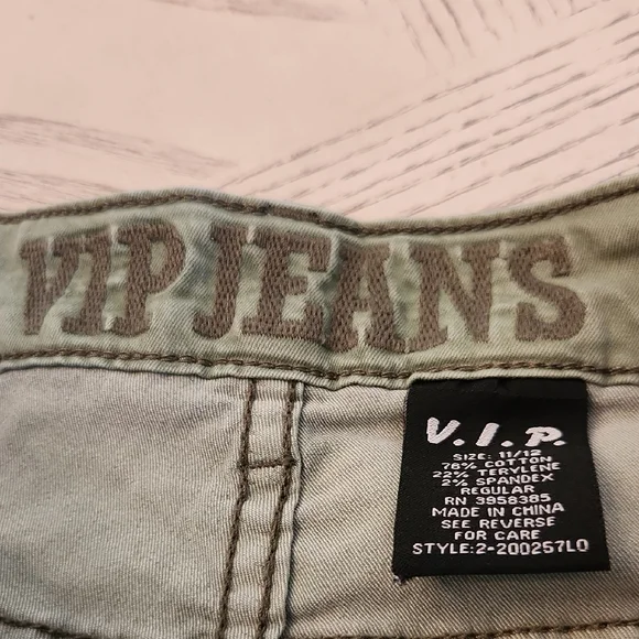 VIP Olive Green Cropped Ankle Cargo Jeans Women's Size 11/12 - Picture 2 of 7